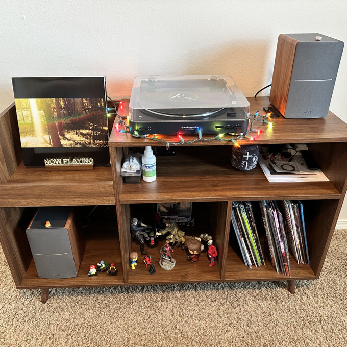 George Oliver Audio Rack, Record Player Stand With Charging
